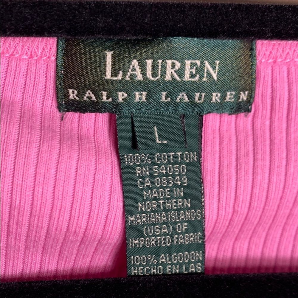 LAUREN BY RALPH LAUREN GREEN LABEL WOMEN'S RIBBED SCOOP NECK T-SHIRT SIZE LARGE - Picture 3 of 7